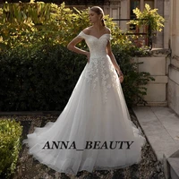 anna beauty 2022 off the shoulder tulle a line boho wedding dress vestido de noiva robe de mariee custom made