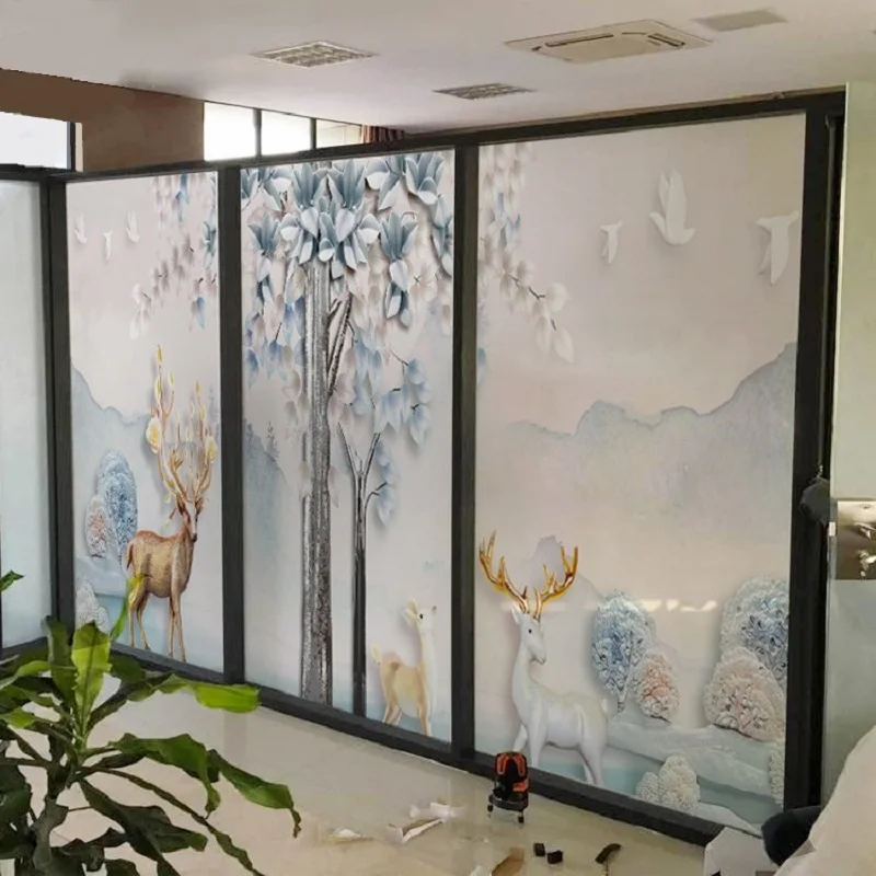 Оконная пленка с рисунком оленя статическая липкая декоративная оттенок для