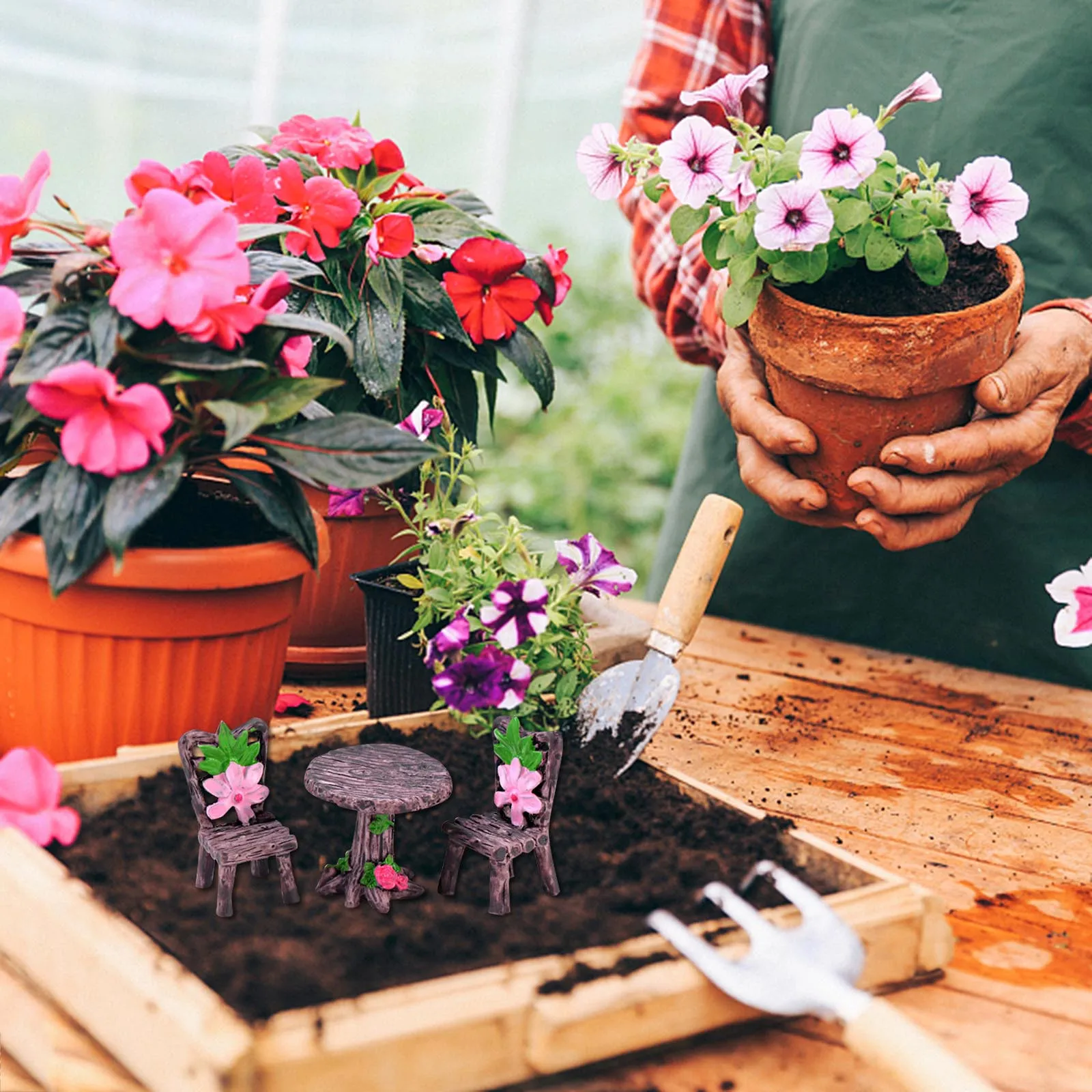 Небольшая мебель для помещений набор миниатюрных столов и стульев из 6 предметов