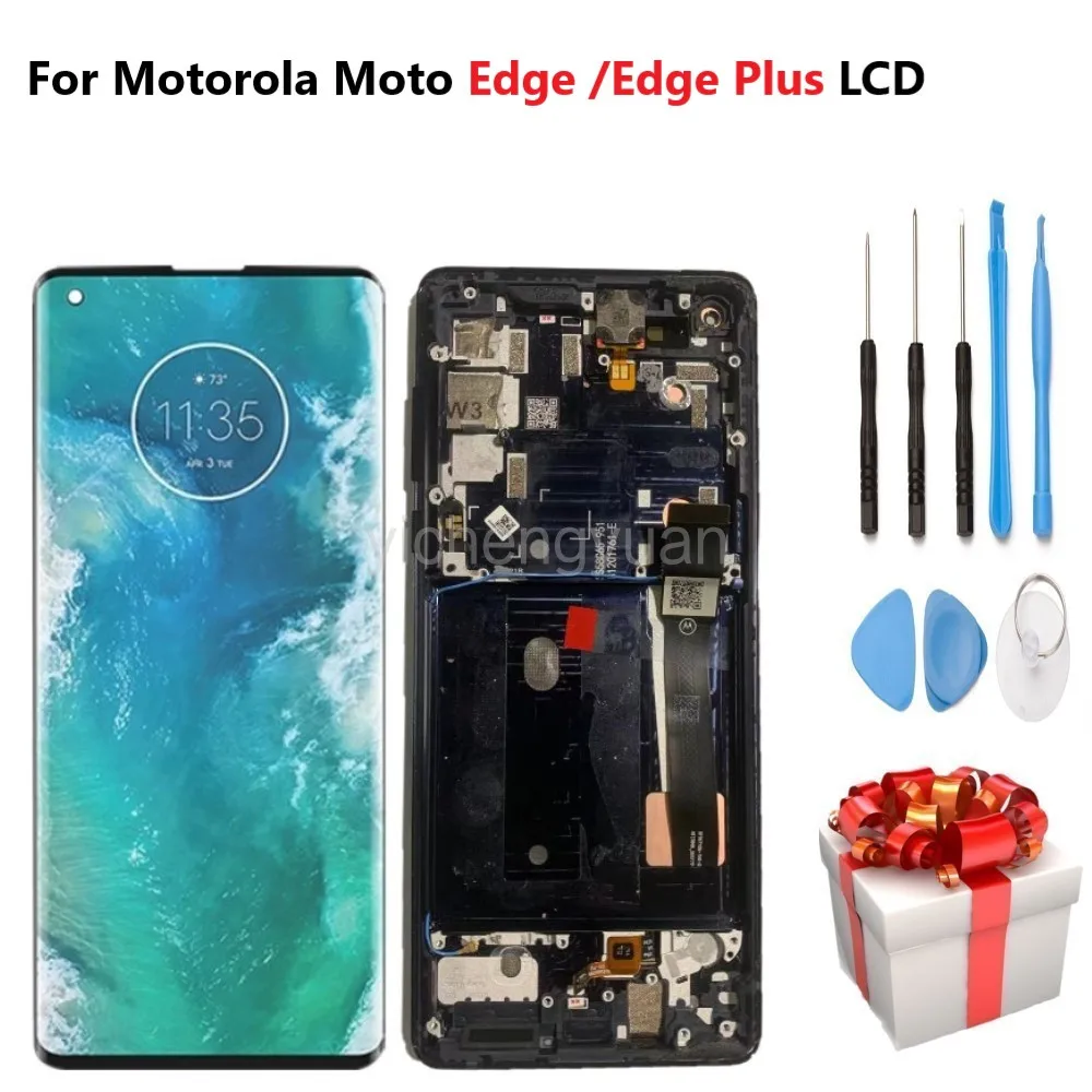 

AMOLED для Motorola Moto Edge + ЖК-дисплей, цифровой преобразователь сенсорного экрана для Moto Edge, дисплей для moto edge, сенсорная панель для Moto Edge plus
