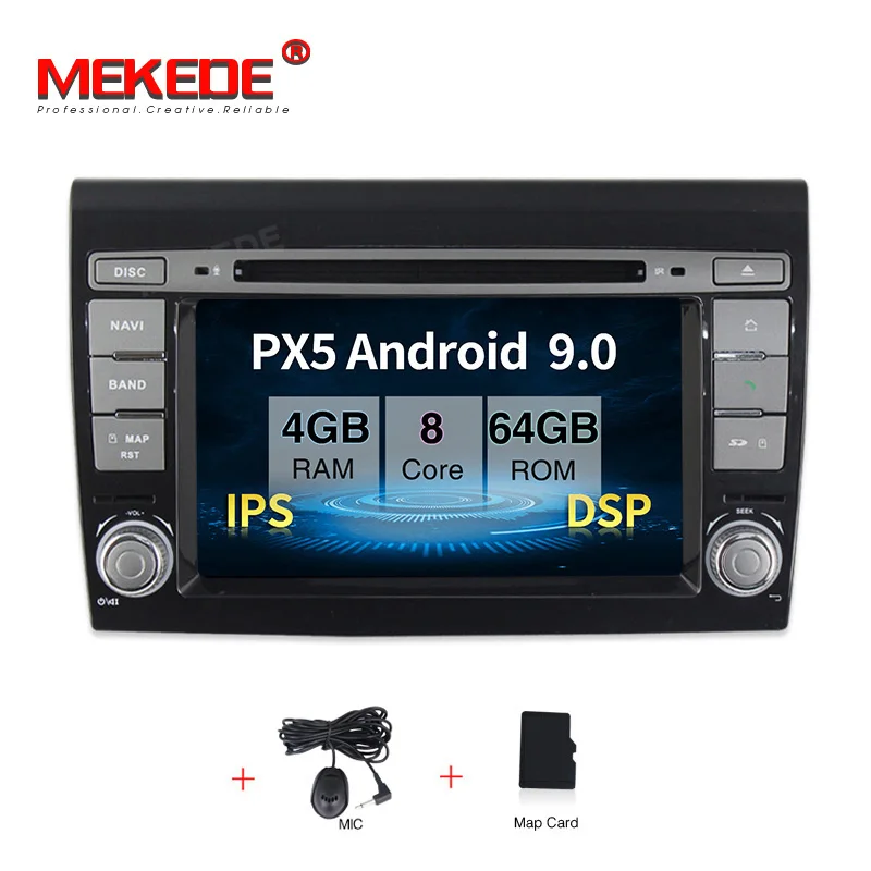64G CAR DVD DSP Автомобильный мультимедийный плеер Android 9,0 gps 2 Din стерео система для Fiat/Bravo 2007-2012 4 ядра 2 ГБ ram радио am fm Wifi USB - Цвет: 64G CAR DVD