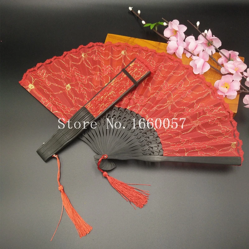 

Auviderin High Quality White Black Red Lace Handheld Fan