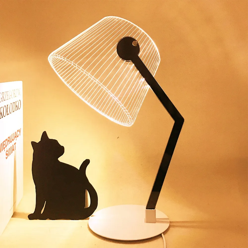 Светодиодная настольная лампа с эффектом 3D акриловый ночник деревянной