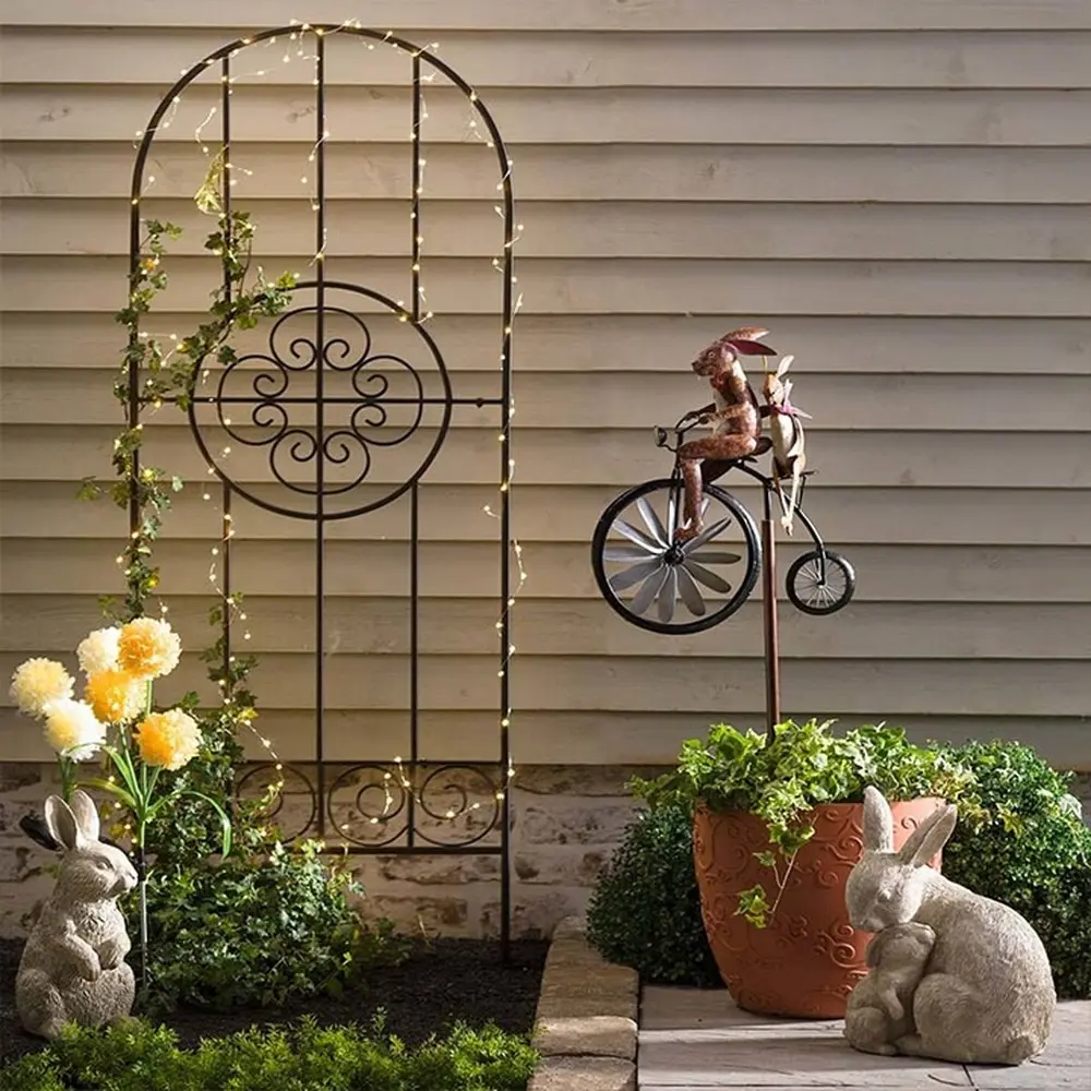 

Vintage Bicycle Metal Wind Spinner Metal cyclone standing vintage bicycle on wind rotating windmill gardening ornaments Garden