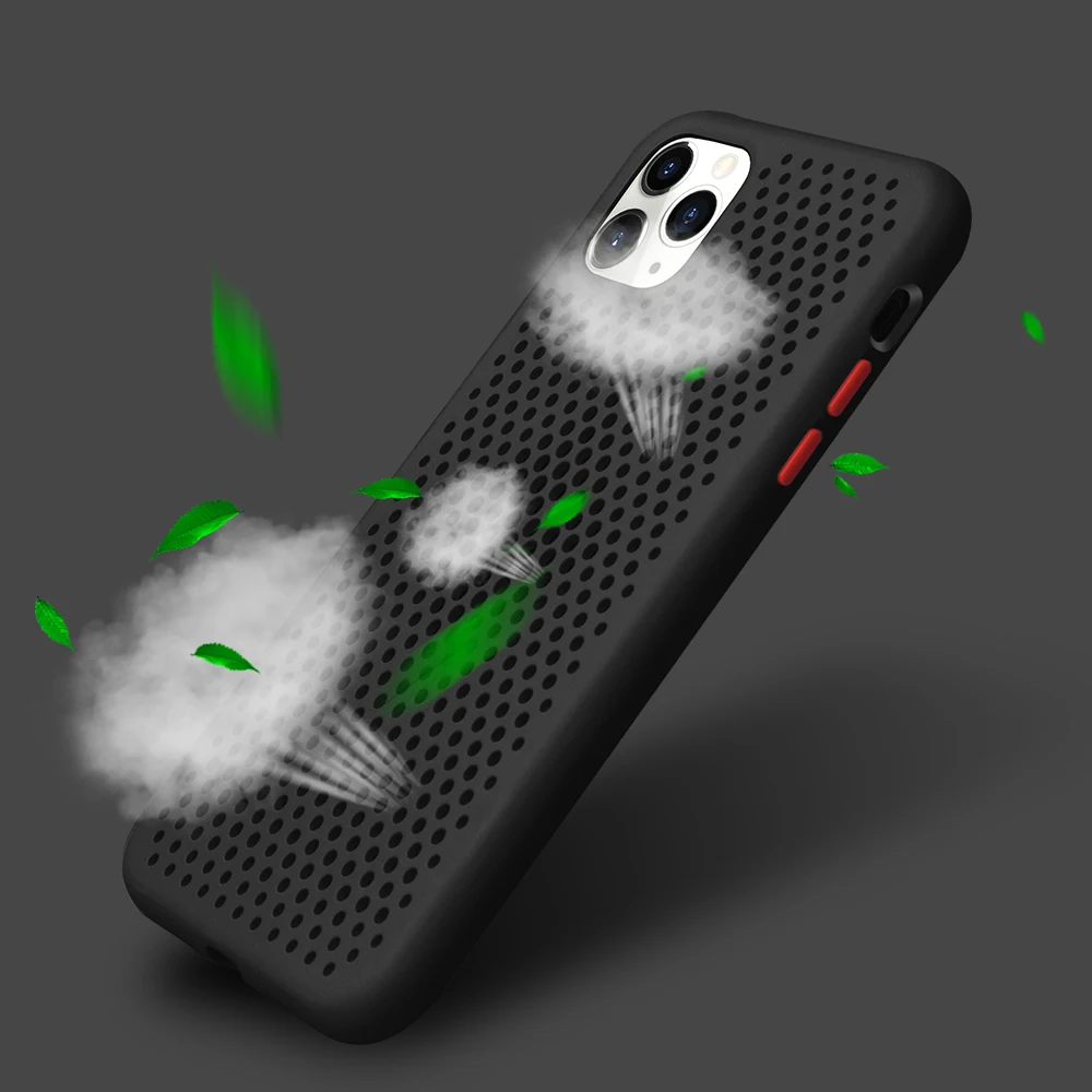 Рассеивание тепла для iPhone 11 Pro Max X XR Xs 6 6S 7 8 Plus Матовый Мягкий ТПУ дышащий