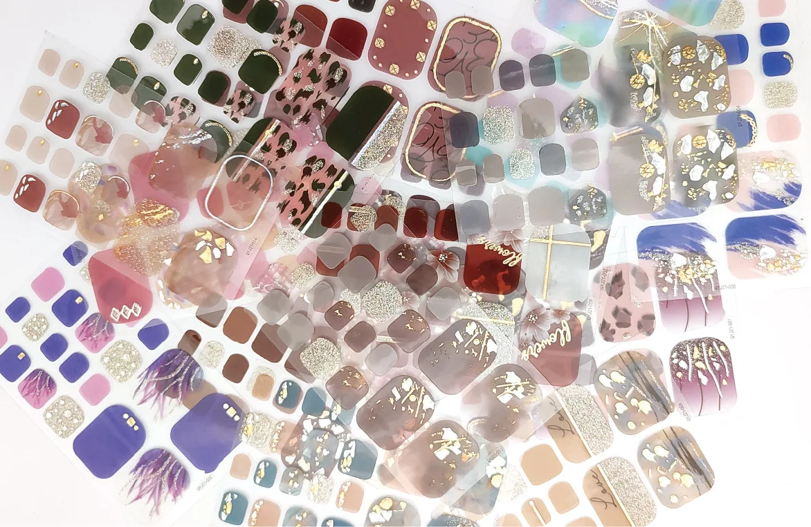 

3pc Toe Nail Art Sticker 48 Styles Waterproof Long Lasting Colorful Diamond Wrap Decals Gel Toes Nails Decoration