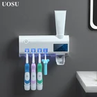 UOSU UV держатель для зубной пасты и для зубной щетки диспенсер для солнечной батареи, настенный дезинфекционный держатель для домашней кисти, набор аксессуаров для ванной комнаты