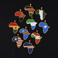 africa map flag pendant necklace gold color stainless steel ghana nigeria congo somalia angola liberia african jewelry gift