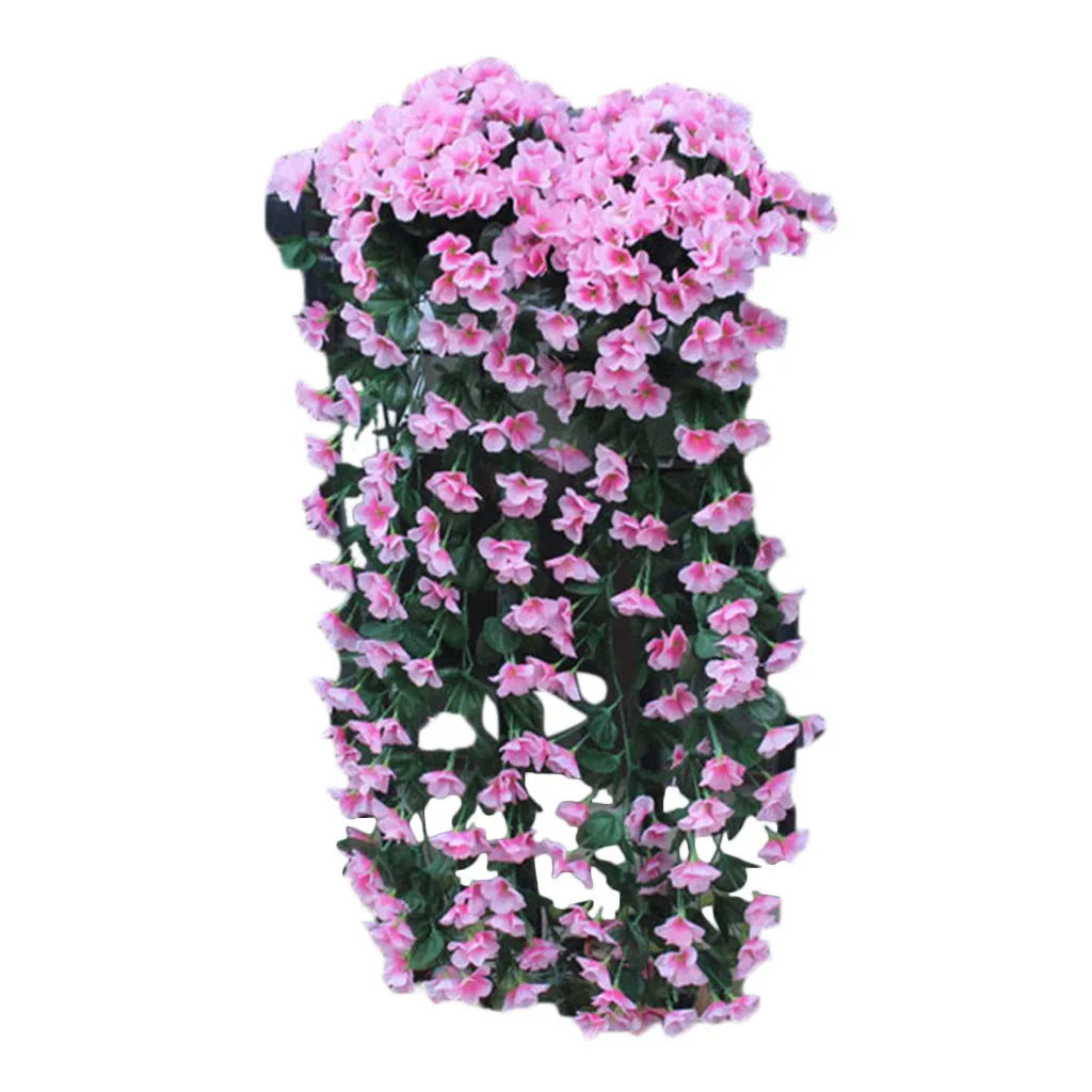 Pink 15# Висячие цветы искусственные фиолетовые цветы стены Вистерия гирлянда для развешивания поддельная шелковая Орхидея для дома сад отель Wisteria - Цвет: Pink