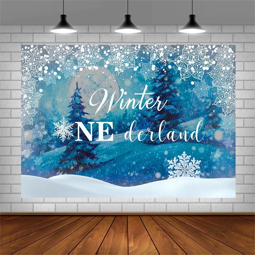 

Фон для фотосъемки с изображением снежинок на первый день рождения, зима