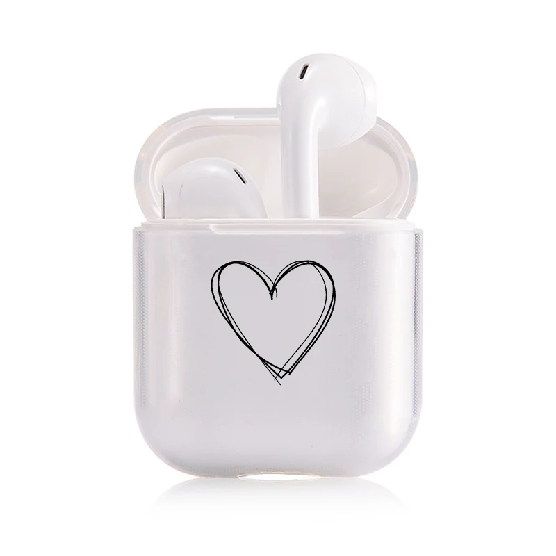 Прекрасный портативный чехол Airpods, беспроводное сердце, черная буква, зеленый круг, милый поп прозрачный защитный чехол для наушников