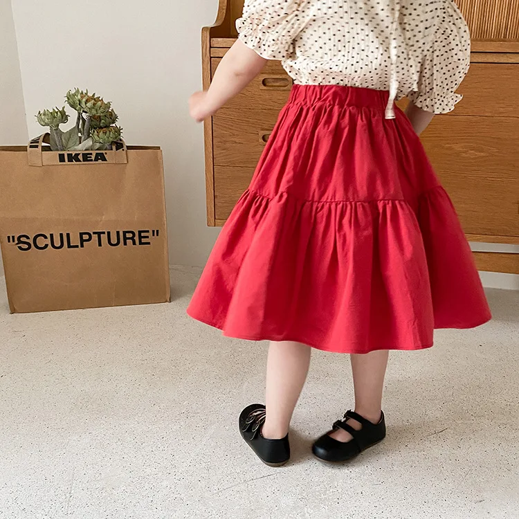 Летняя Милая однотонная Пышная юбка для маленькой принцессы хлопковая
