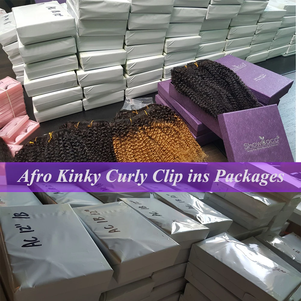 ShowCoco заколка для волос наращивание человеческих афро курчавые вьющиеся клипсы