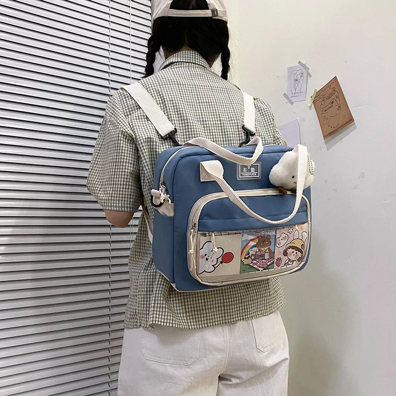 

Horizontal Kawaii Backpack For Teenage Girl PVC Clear Female Small Schoolbag Travel Shoulder Bags Female School Bag Back Packs
