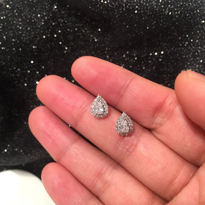 S925 Серебряные серьги-гвоздики с двойной стороной, необычные серьги с крыльями, цирконием, CZ серьги для женщин, модные ювелирные изделия