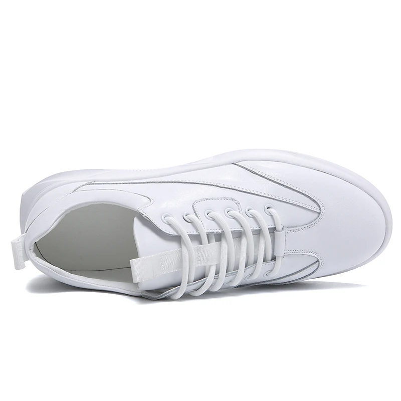 Кроссовки мужские из телячьей кожи спортивная обувь на толстой подошве шнуровке