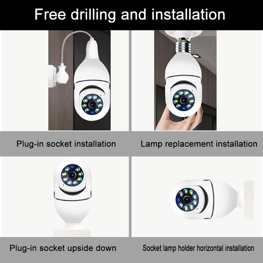 355 Degree LED Light Camera 1080P Wireless Panoramic Home Security WiFi CCTV Bulb Lamp IP Two Ways Audio E27 Cam | Безопасность и