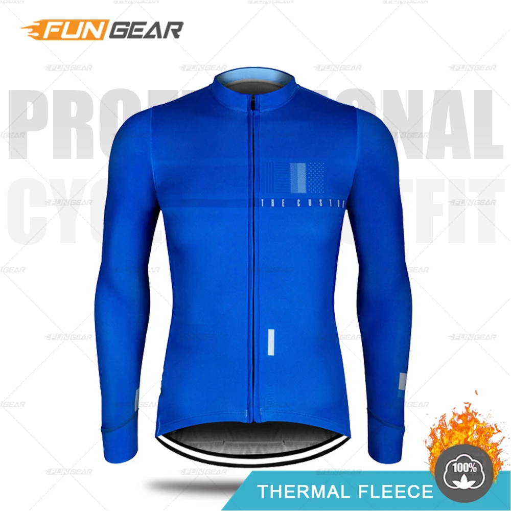 JERSEYS Зимняя мужская велосипедная Джерси с длинным рукавом, комплект, термальная флисовая велосипедная одежда, защита от холода, MTB, сохраняющая тепло, одежда для мужчин, для верховой езды - Цвет: JERSEYS