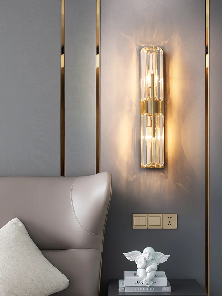 

Nordic Золотой роскошный настенный светильник внутренний Хрустальный настенный светильник для гостиной спальни прикроватный Хрустальный на...