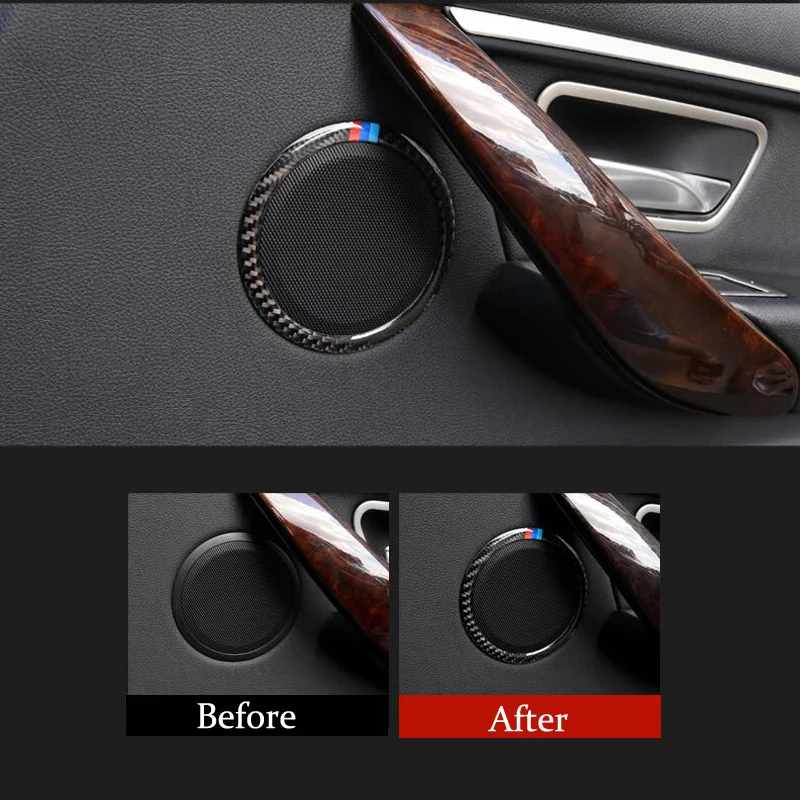 

Carbon Fiber Car Door Speaker Ring Sound Decorations Loudspeaker Trim Car Accessories for BMW 3 4 Series 3GT F30 F31 F32 F34