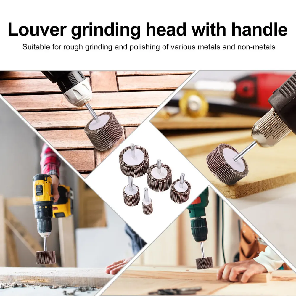 

10Pcs Louver Grinding Head with Handle Hundred Impeller Sandpaper Wheel Polishing Wheel Sandpaper Polishing Rotary Tools (Assort