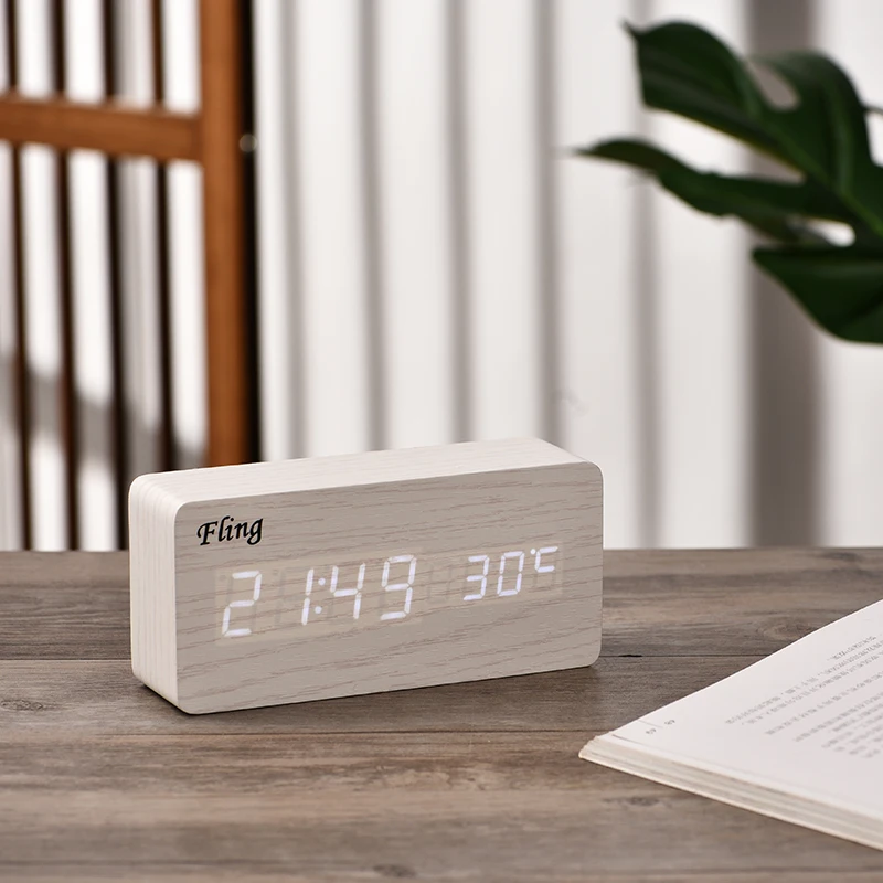 Электронные деревянные часы FLING светодиодные цифросветодиодный Смарт-часы с