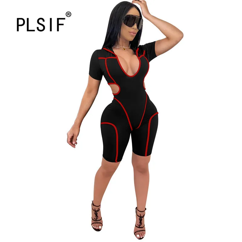Черные/красные/белые новые стильные модные женские комбинезоны в полоску
