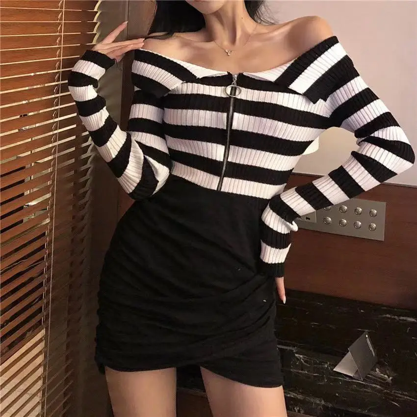 2019 новый осенний женский свитер с длинным рукавом на молнии Женский сексуальный