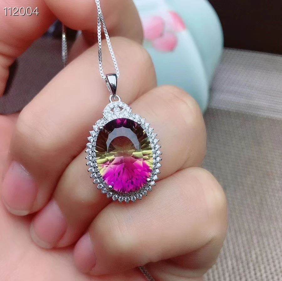 

KJJEAXCMY Boutique jewelry Amethyst Necklace Pendant Ring Set in Sterling Silver Geometric Square Rose White