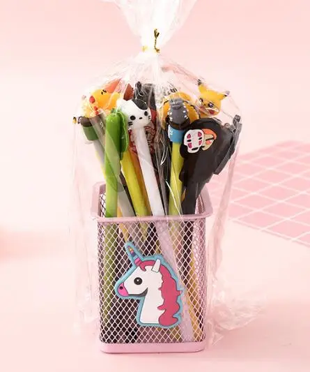 20 шт./компл. Kawaii рисунок «Hello Kitty» фламинго и т. д. иглы набор гелевых ручек новые подарки для девочек офиса ПИСЬМЕННЫЕ ручка с чернилами стандартных цветов канцелярских принадлежностей мешок держатель для ручки - Цвет: Красный