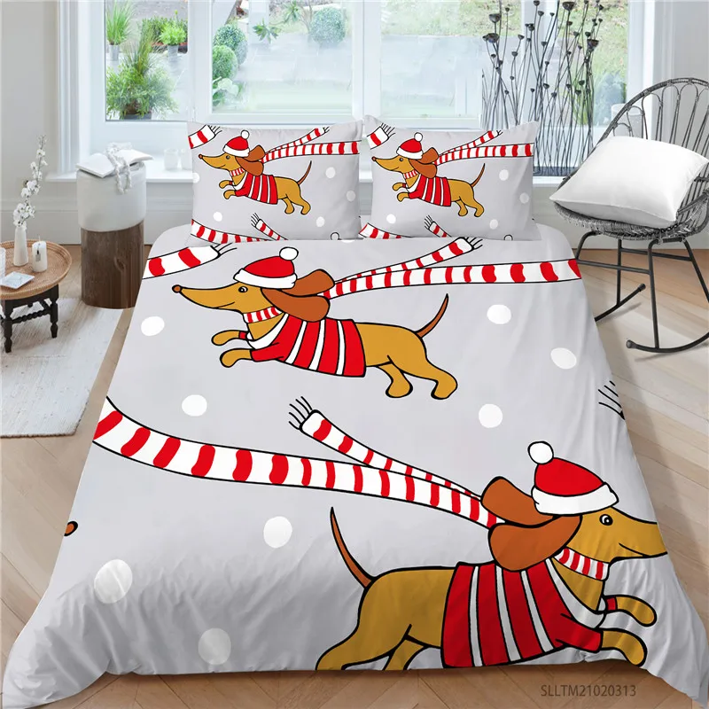

3D Lovely Pet Dog Bedding Set Animal Printed Duvet Covers Single Double King Queen Size Comforter Cover Set