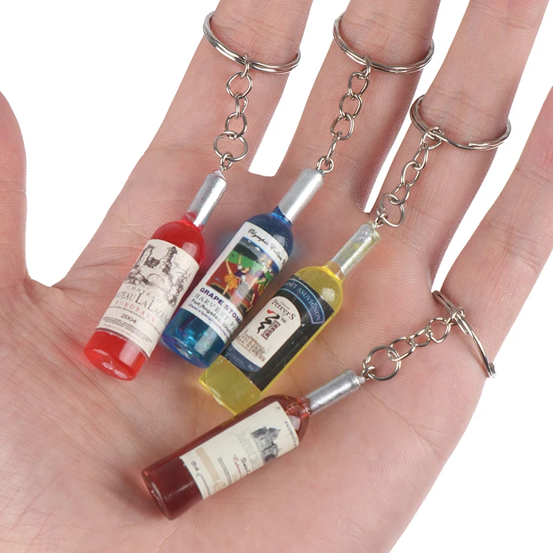 4 шт. новые женские/мужские модные брелки для бутылок вина из смолы ключей подарки