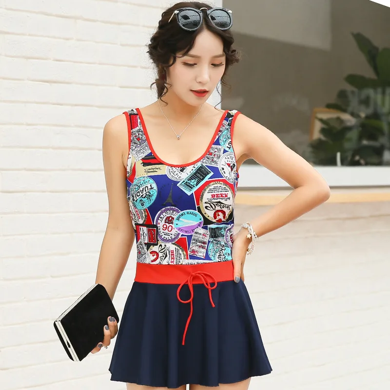 

Bohemia One-Piece Swimming Dress with Flat Corner Super Thin Swimming Skirt Women Body Swimming Bathing Suit Beach Batherwear