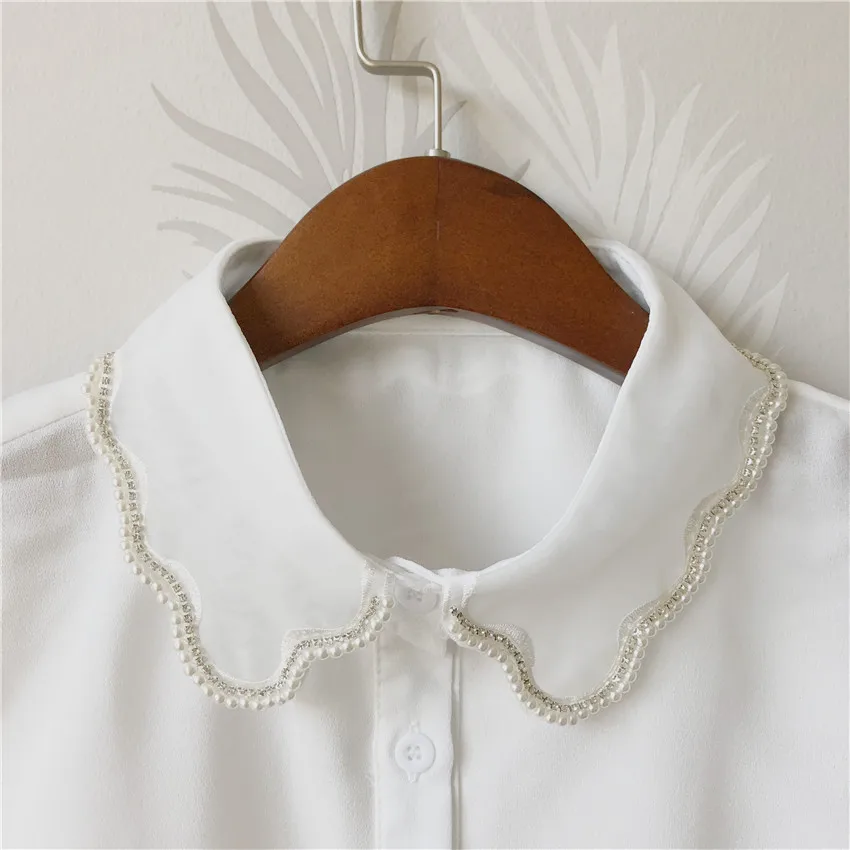 Linbaiway 2021 рубашка с бусинами ручной работы искусственный воротник для женщин
