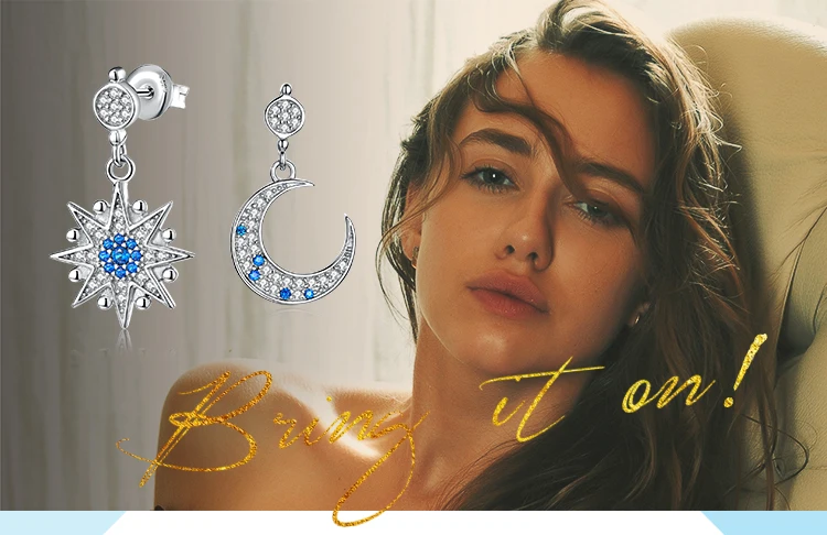 Jewelrypalace синий сапфировый кубический цирконий полумесяц и звездопад Длинные висячие серьги 925 пробы серебро AB нерегулярные гриль
