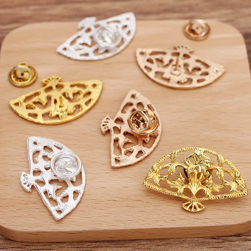 20 шт./лот 23*37 мм сектор металлическая брошь цветок значок для изготовления