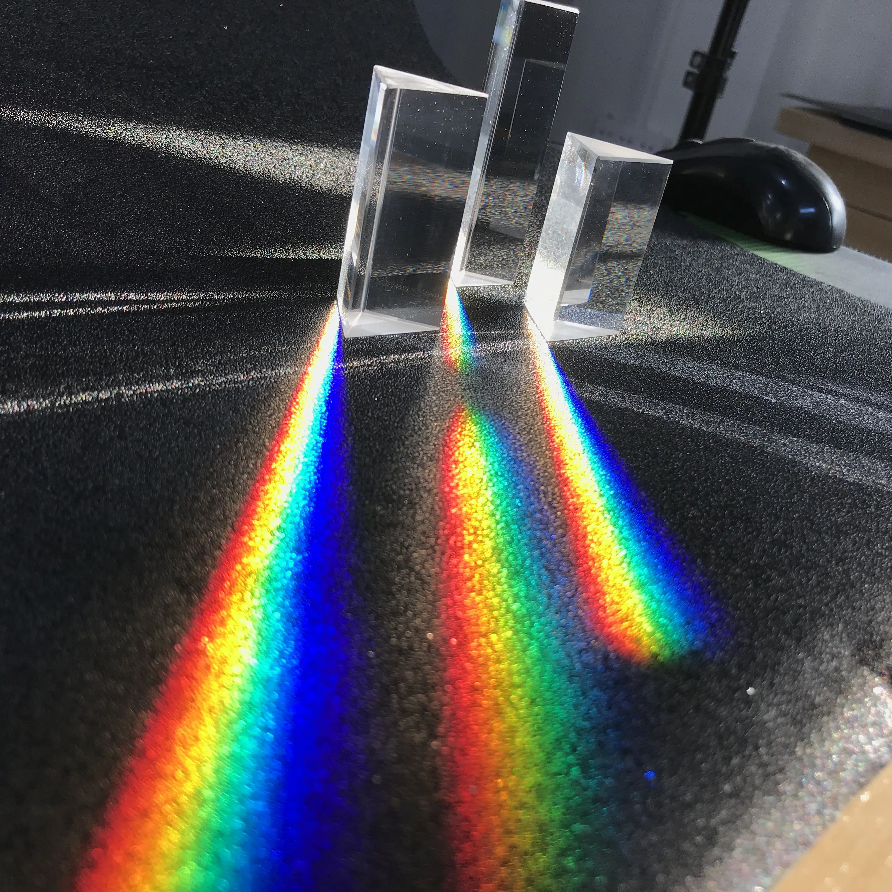 

30X30X60MM Triangular BK7 Optical Prisms Glass Physics Teaching Refracted Light Spectrum Children Students Present