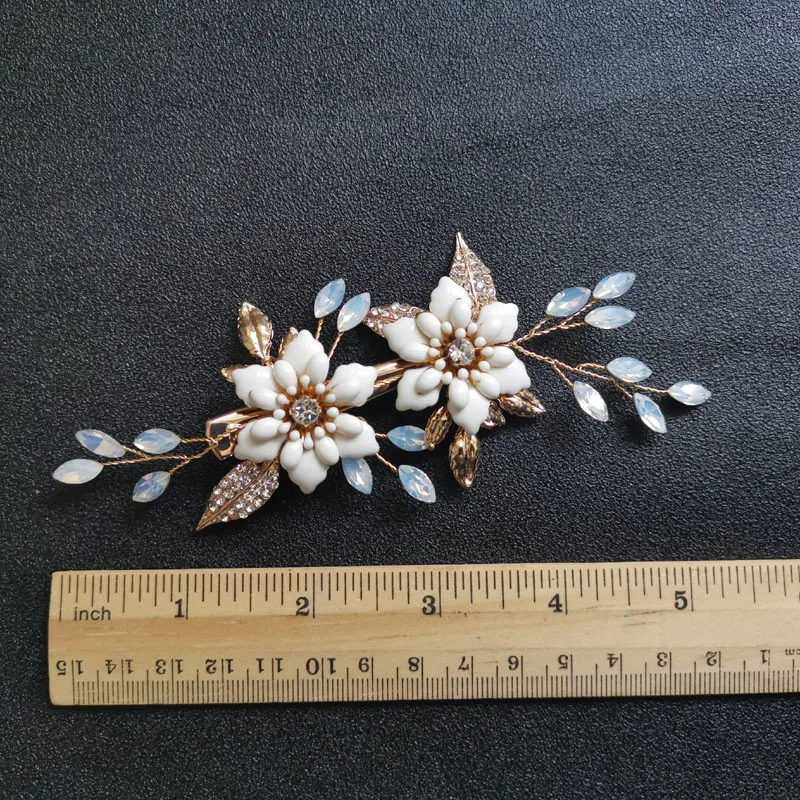 Свадебная заколка для волос ручной работы SLBRIDAL с золотыми кристаллами Стразы