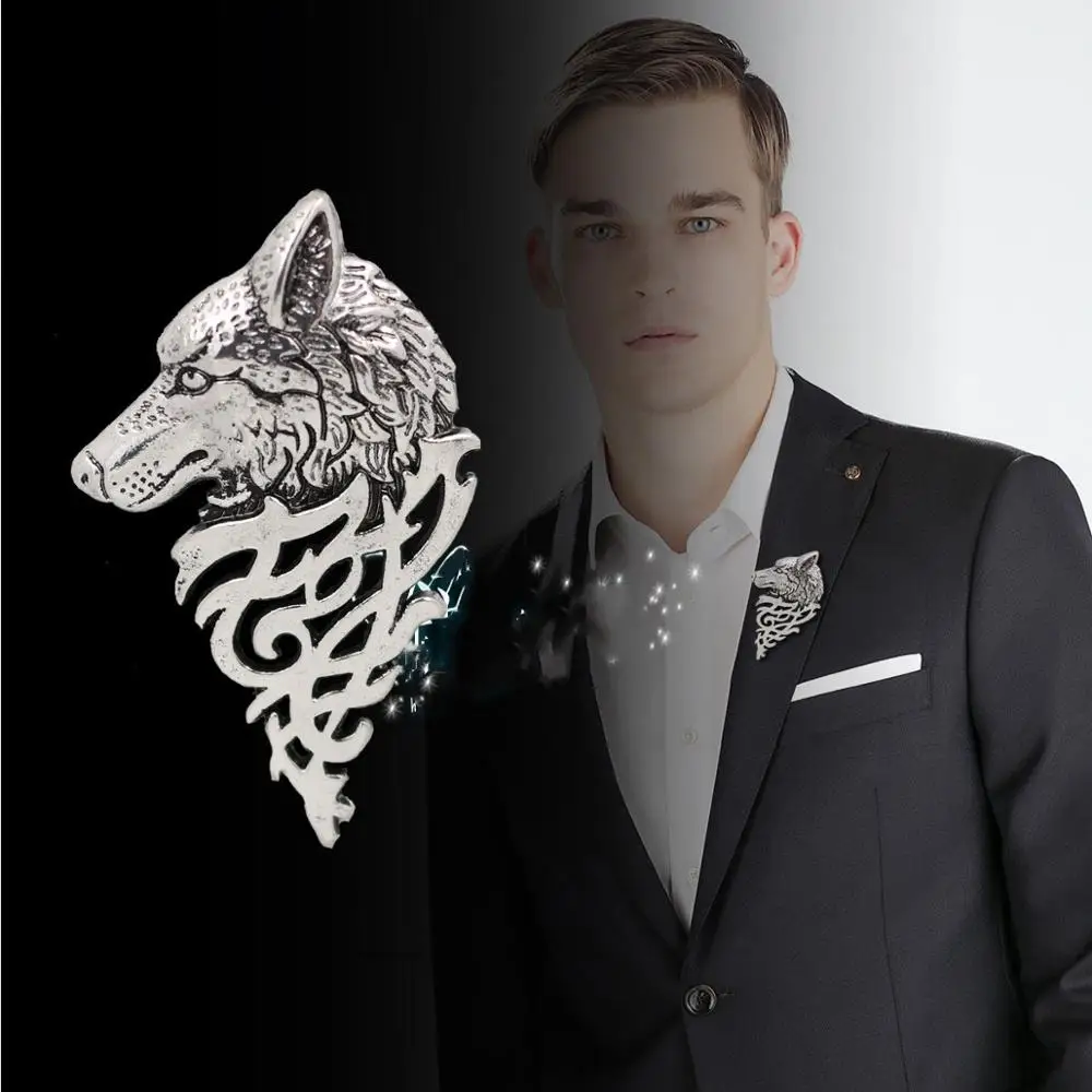 Новый Волк Тотем голова брошь значок Для мужчин Rushed Pin Мэри Кай броши для костюма