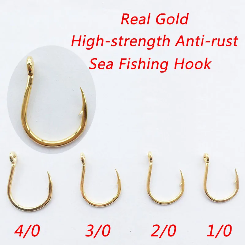 

Real Gold SaltWater Lure Hook High Carbon Steel Single Circle Jig Assist Hook Fishing Barbed Carp Hook Sea Tackle Accessories