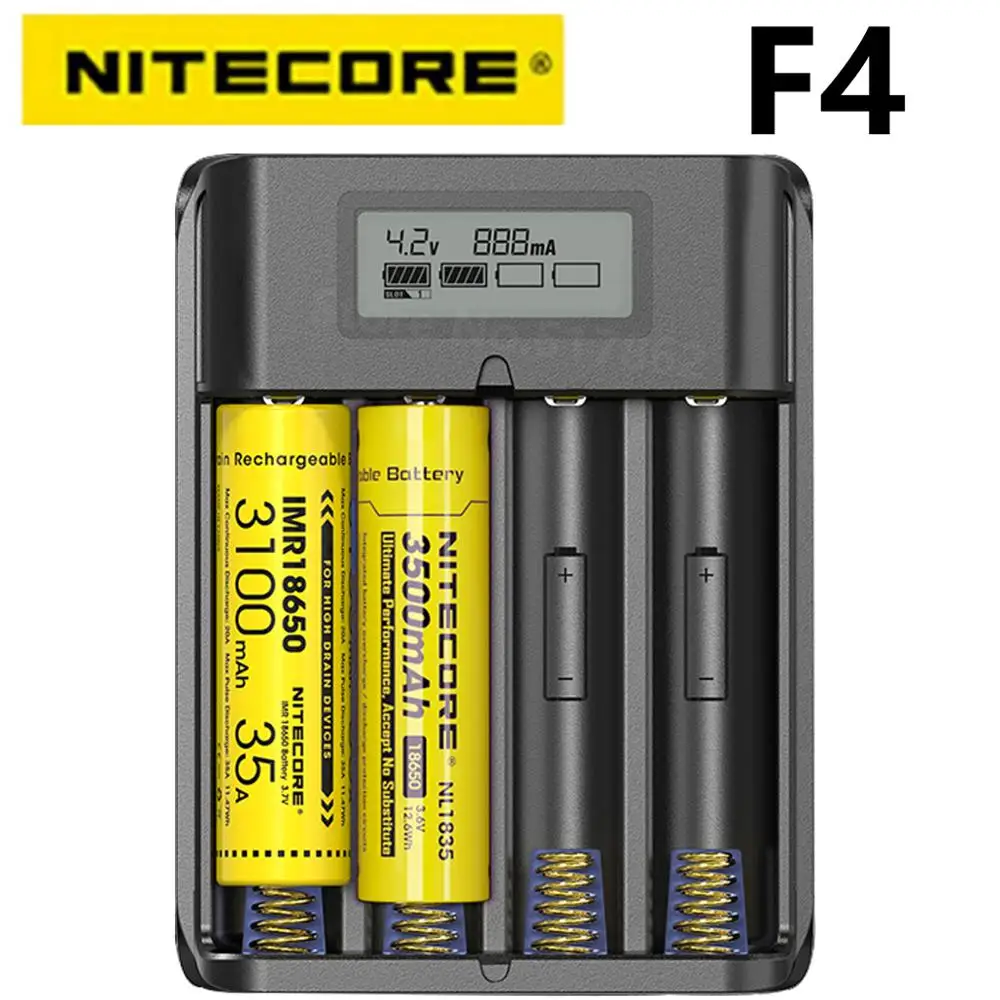 100% оригинальное гибкое зарядное устройство NITECORE F4 с четырьмя слотами
