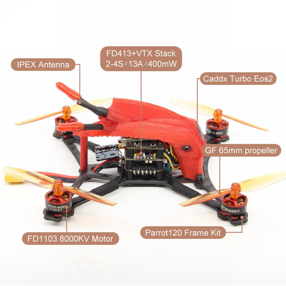 HGLRC зубочистка Parrot120 Pro 120 мм FPV гоночный Дрон с камерой 1200TV 2-4S F4 Контроллер полета
