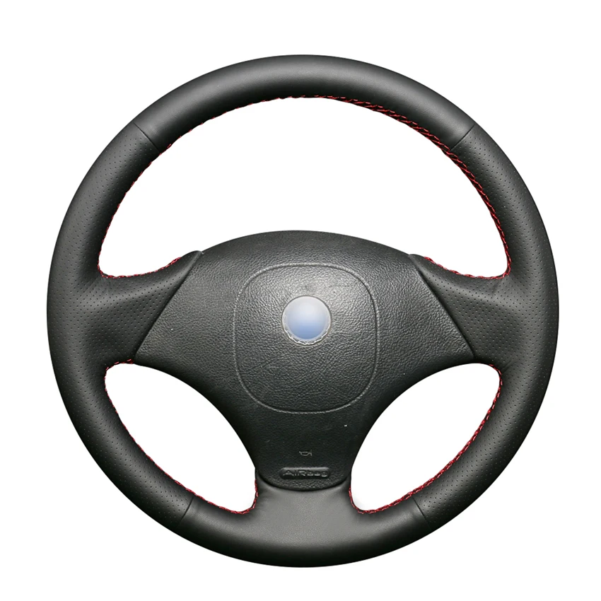 

Hand-stitched Black Genuine Leather Car Steering Wheel Cover for Fiat Albea 2002 Palio Weekend 2002