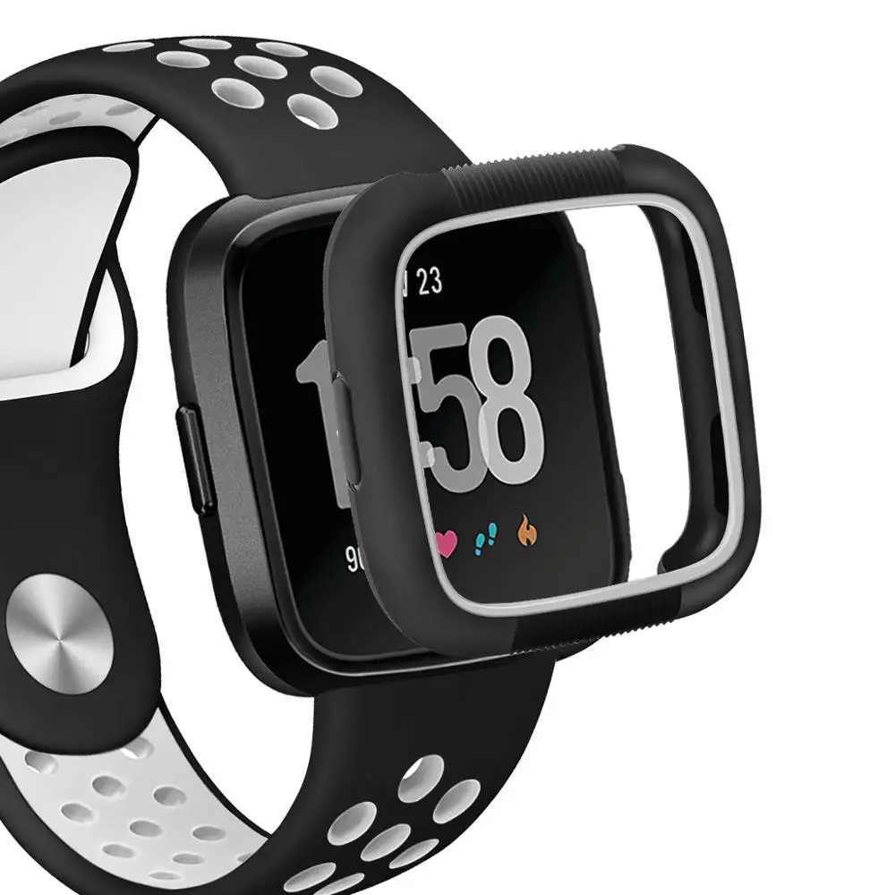white Защитный чехол для экрана Fitbit Versa из силикона и ТПУ с защитой от падения - Цвет: white