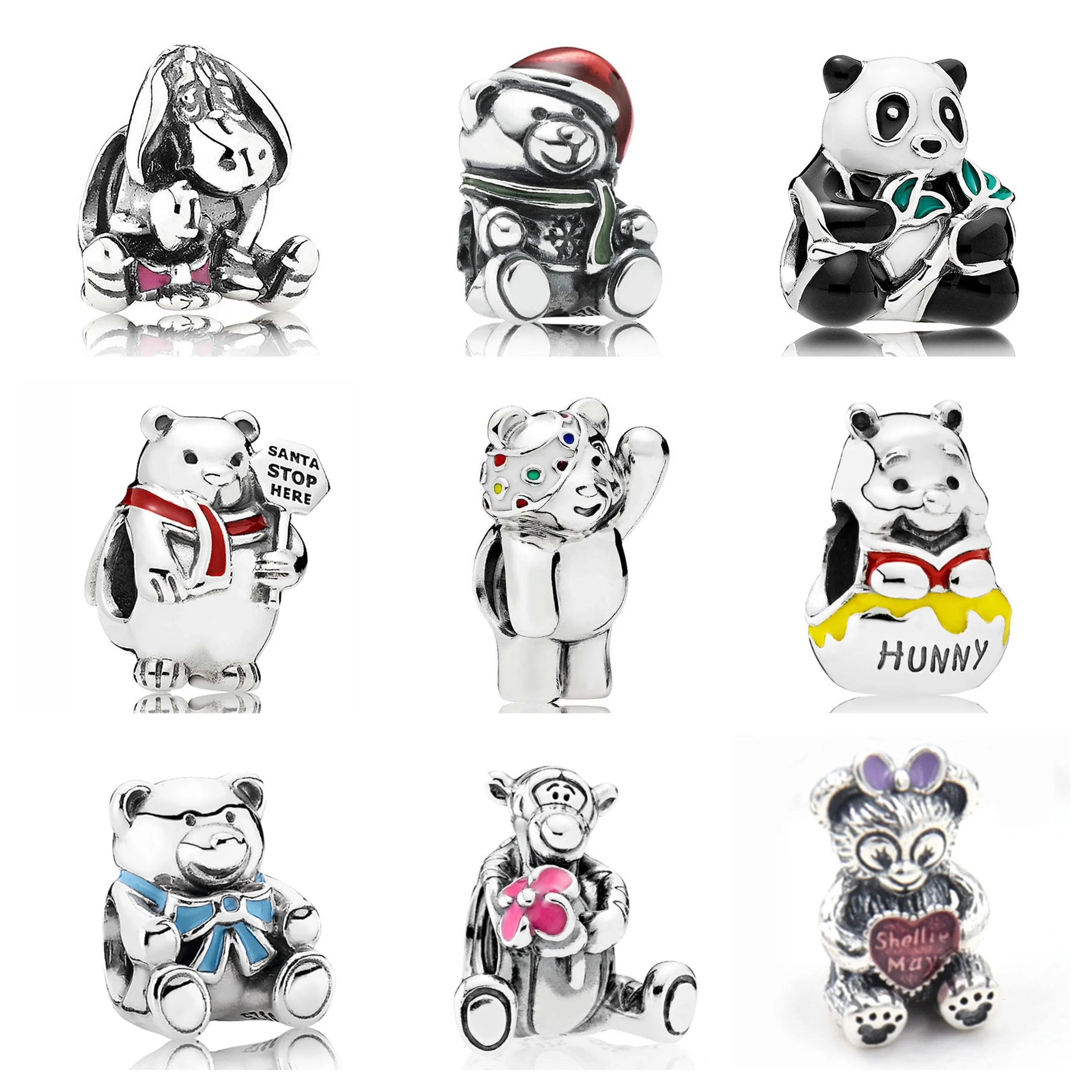 Подлинная 925 пробы серебряная золотая красная панда друг стоп полярное плюшевое