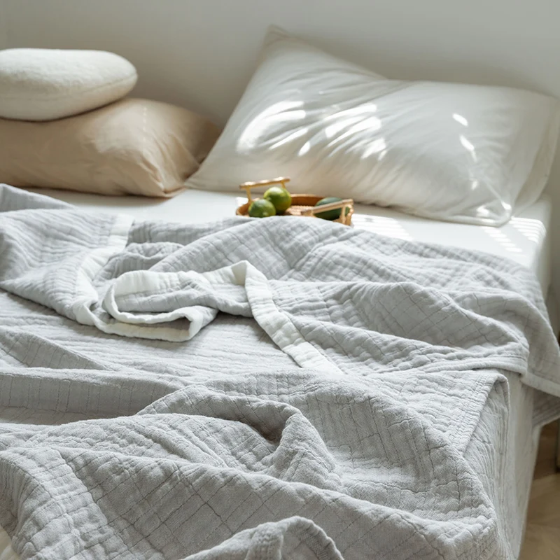 Летнее мягкое газовое одеяло дышащее приятное для кожи покрывало дивана с белым