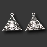 12pcs silver plated retro ethnic style pyramid undead cat metal pendants diy charms for bracelet earrings jewelry crafts making