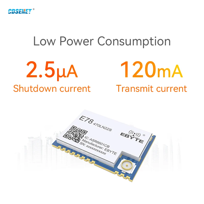 E78-470LN22S(6601) LoRaWAN ASR6601 CDSENET DIY LoRa SoC RF модуль 22 дБм 470 МГц IPEX/Stamp отверстие беспроводной