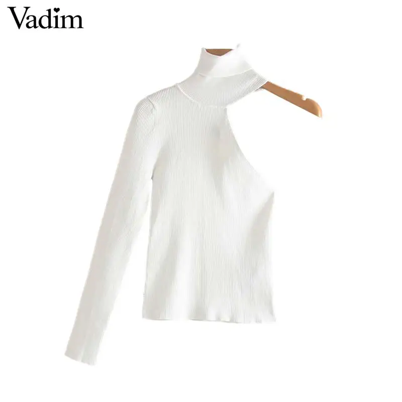 Vadim женский стильный свитер на одно плечо водолазка эластичный асимметричный