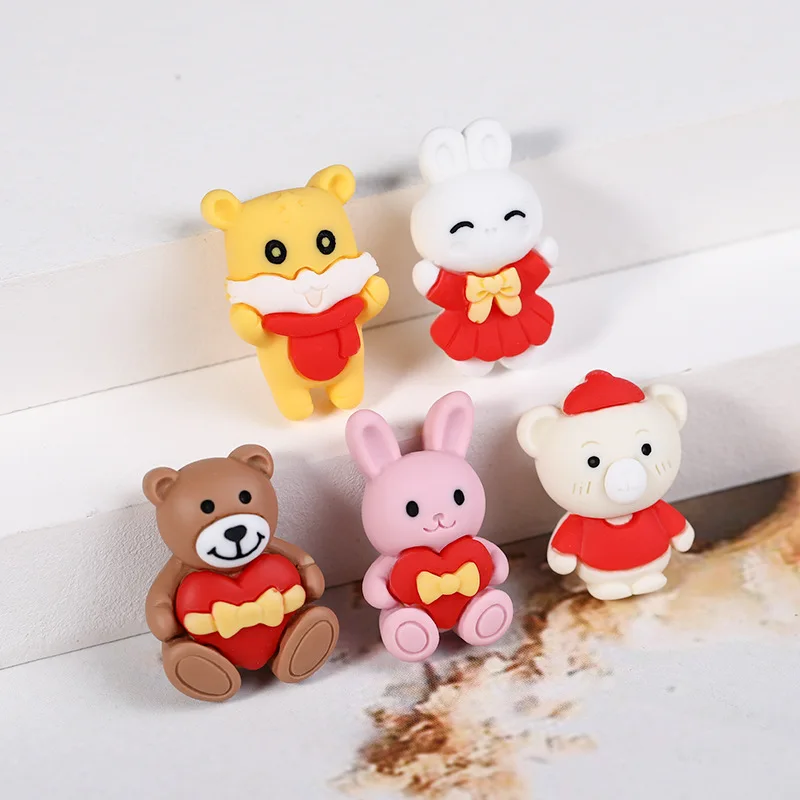 

10 шт./лот мультяшный Медведь Кролик с плоской спинкой Кабошон Скрапбукинг поделки для волос банты аксессуары для центра «сделай сам» украше...